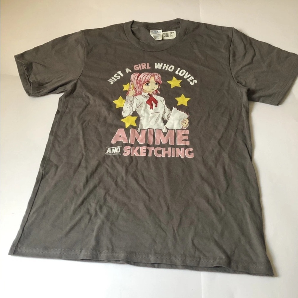 Womens Youth Just A Girl Who Loves Anime and Sketching t-shirt L